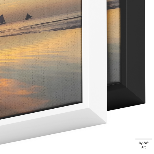 Sunset Sails: Boracay's Golden Hour Magic, Fine Art Photography Framed Canvas teelaunch By:Zo®