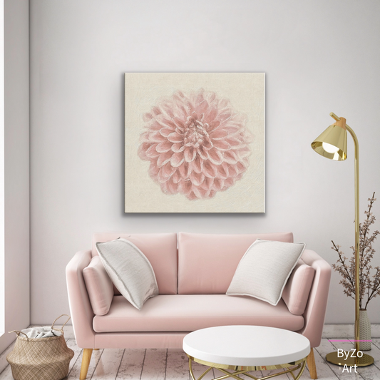 Wrapped Canvas "Pastel Pink Dahlia Flower " Original Photography teelaunch By:Zo