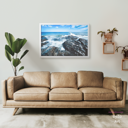 Framed Archival Semi-Gloss Paper, "Rugged Coastline" teelaunch