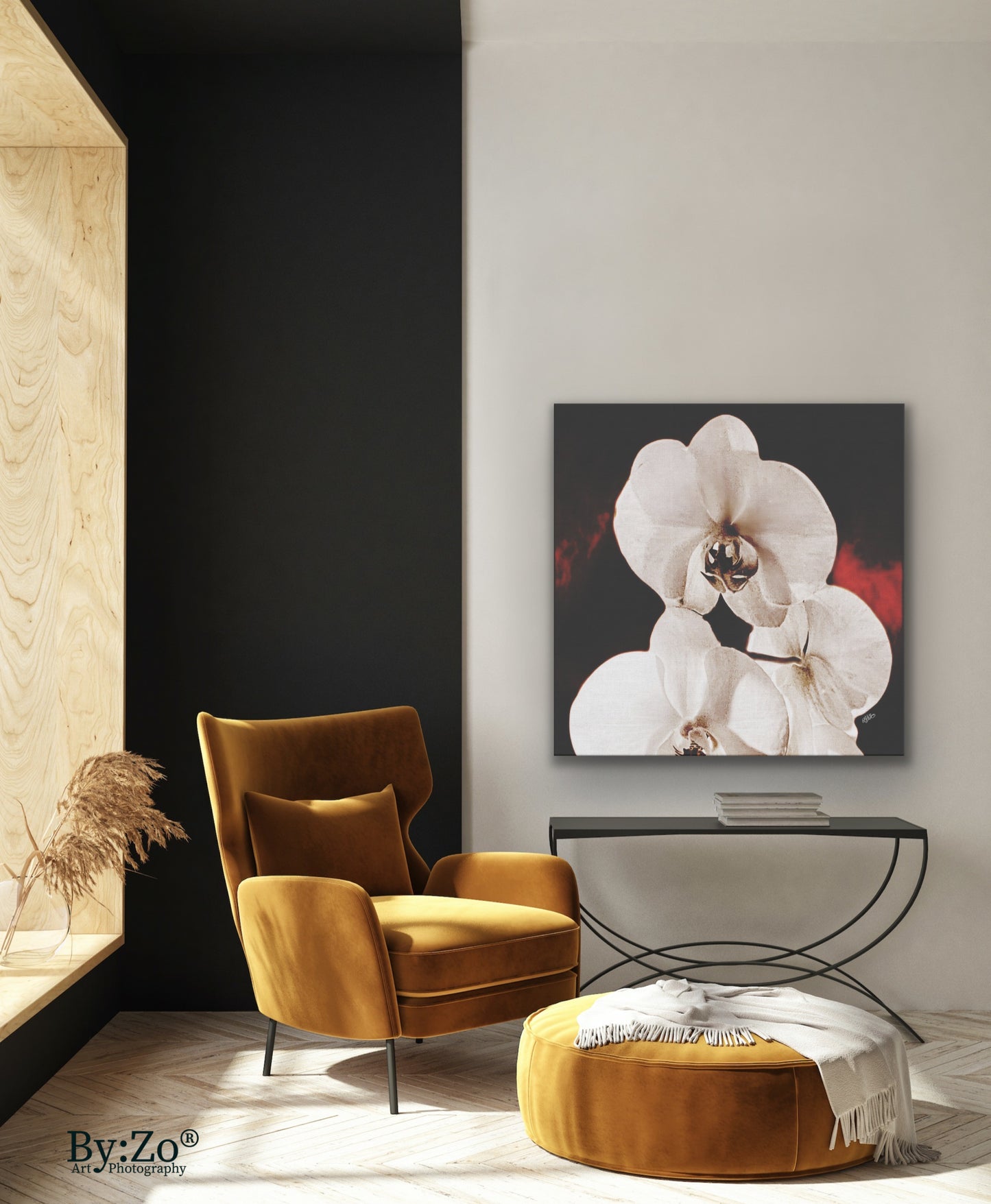 Orchid Drama, Red Splashed Fine Art Photography - By:Zo