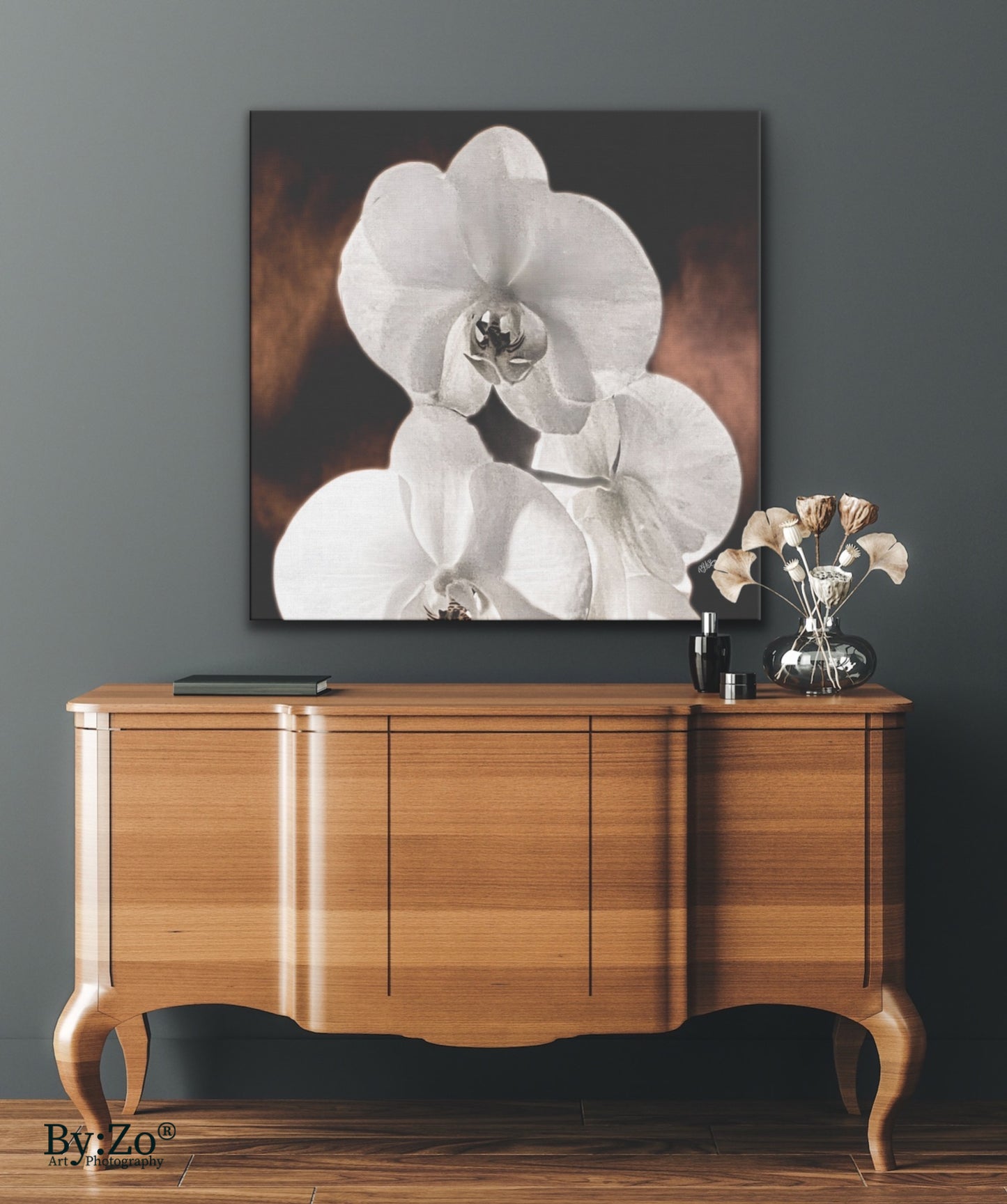 Orchid Drama, Red Splashed Fine Art Photography - By:Zo