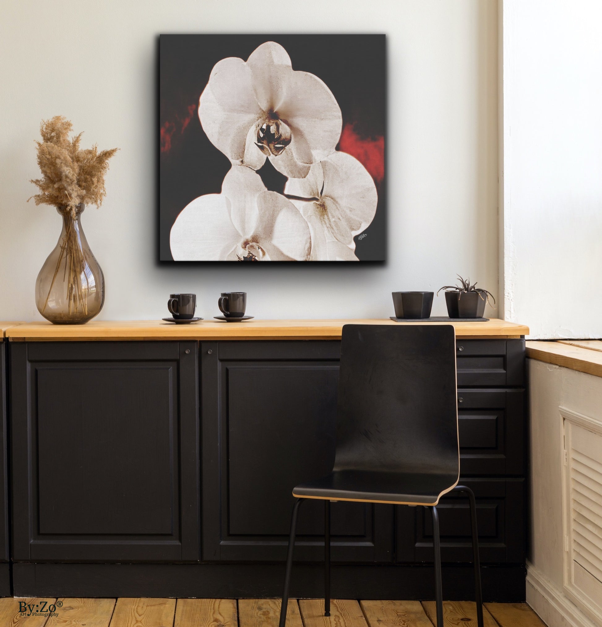 Orchid Drama, Red Splashed Fine Art Photography - By:Zo