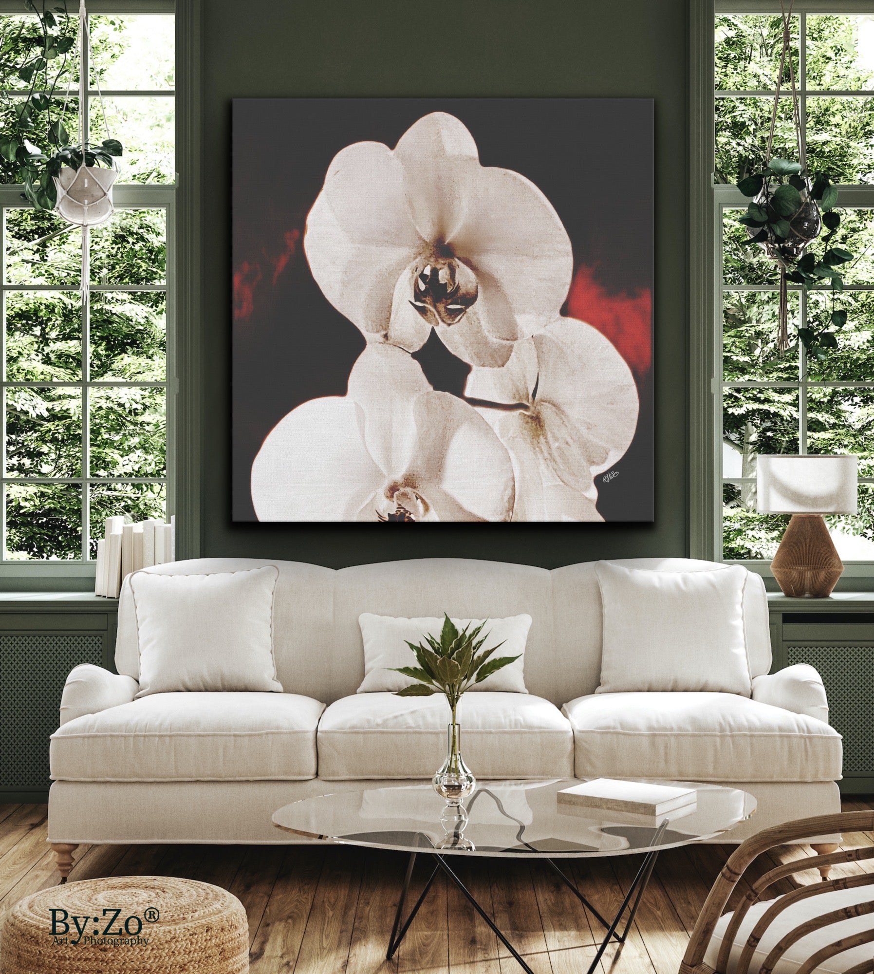 Orchid Drama, Red Splashed Fine Art Photography - By:Zo
