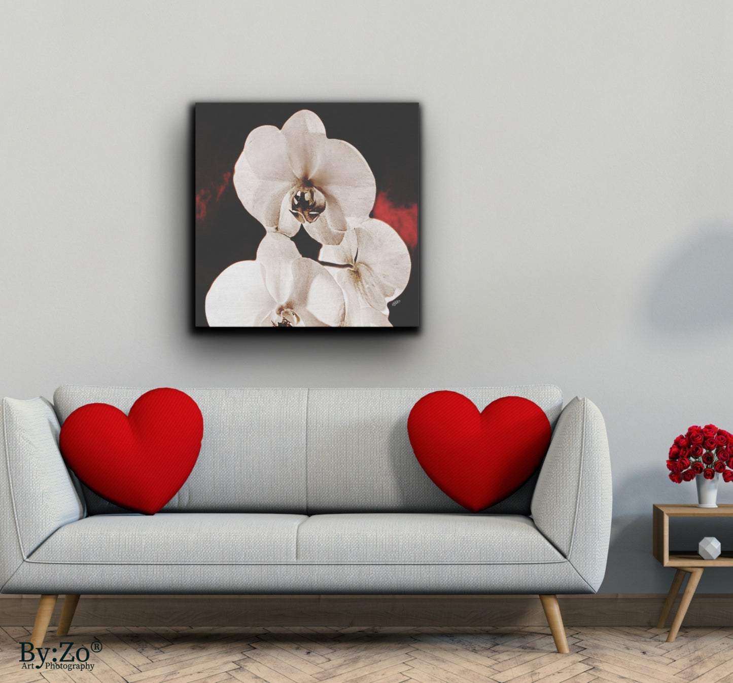 Orchid Drama, Red Splashed Fine Art Photography - By:Zo