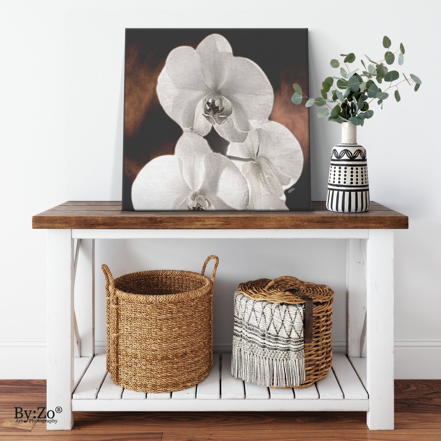 "Orchid Drama" Black Background Gold Splashed - By:Zo