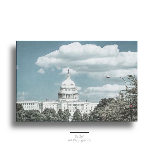 Wrapped Canvas "The Capitol under Open Skies framed by Nature and subtle Red Light" teelaunch By:Zo®