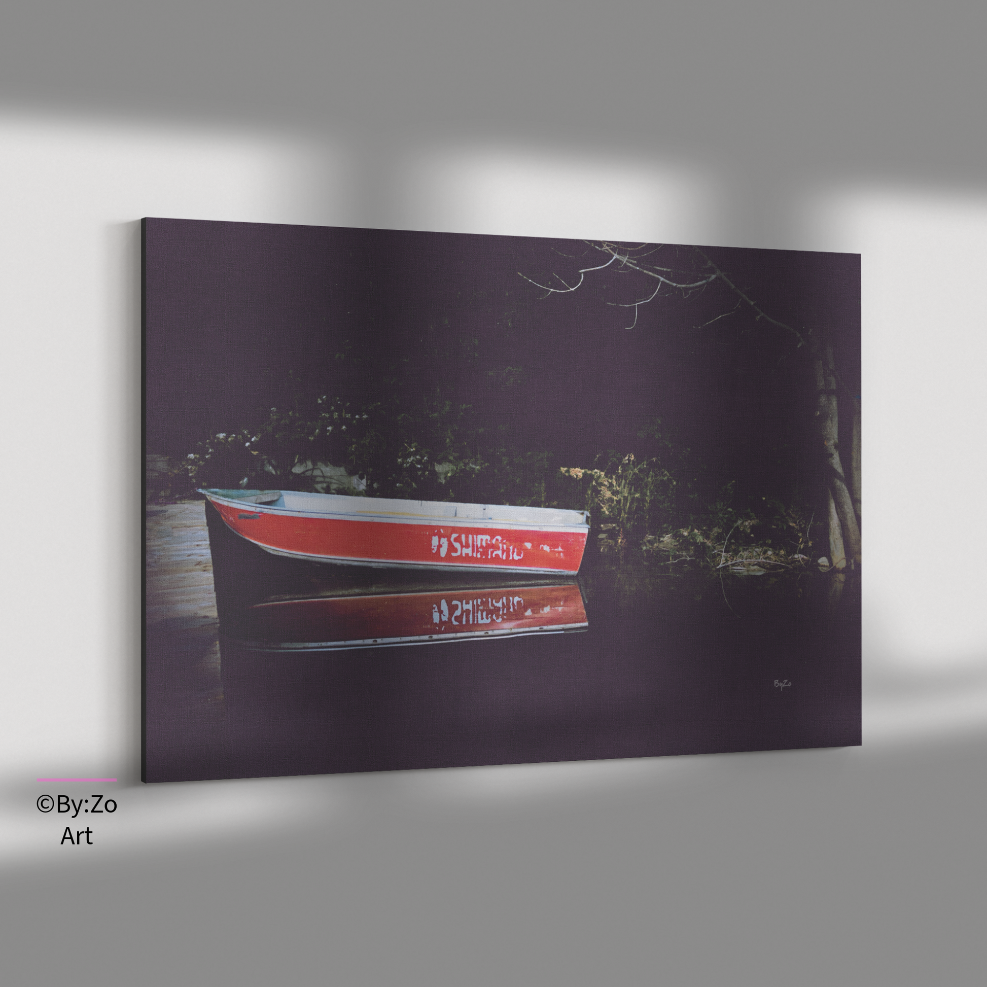 Boat Reflection at Lake Farlain - Gallery Wrapped Canvas ByZo Art Photography teelaunch By:Zo