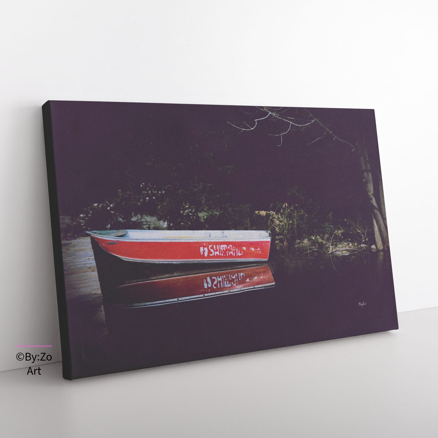 Boat Reflection at Lake Farlain - Gallery Wrapped Canvas ByZo Art Photography teelaunch By:Zo