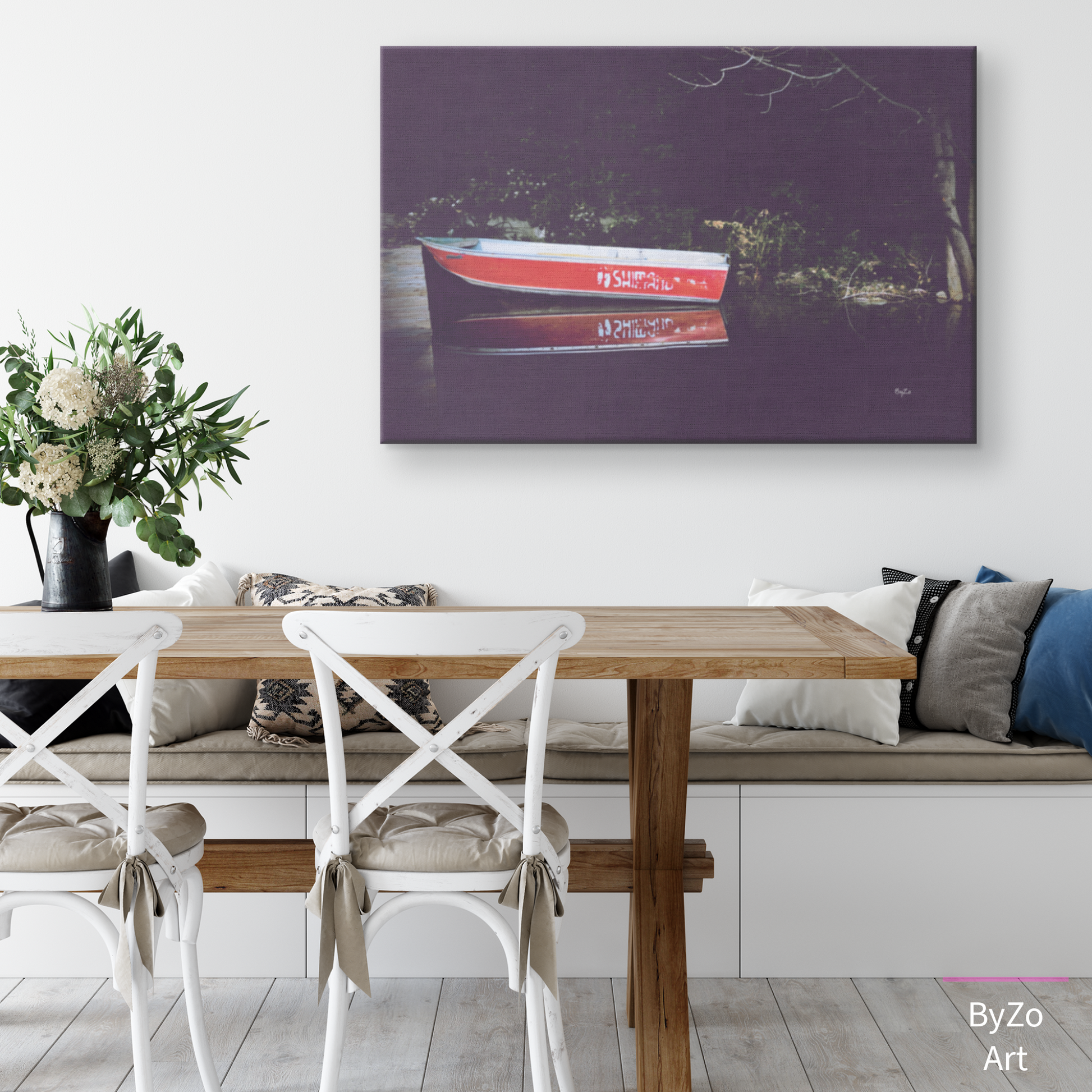 Boat Reflection at Lake Farlain - Gallery Wrapped Canvas ByZo Art Photography teelaunch By:Zo