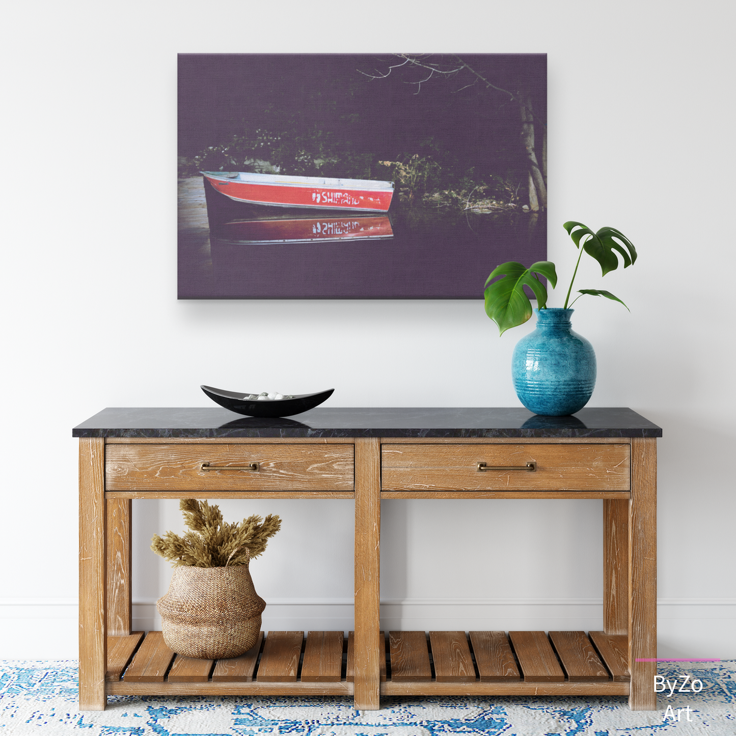 Boat Reflection at Lake Farlain - Gallery Wrapped Canvas ByZo Art Photography teelaunch By:Zo