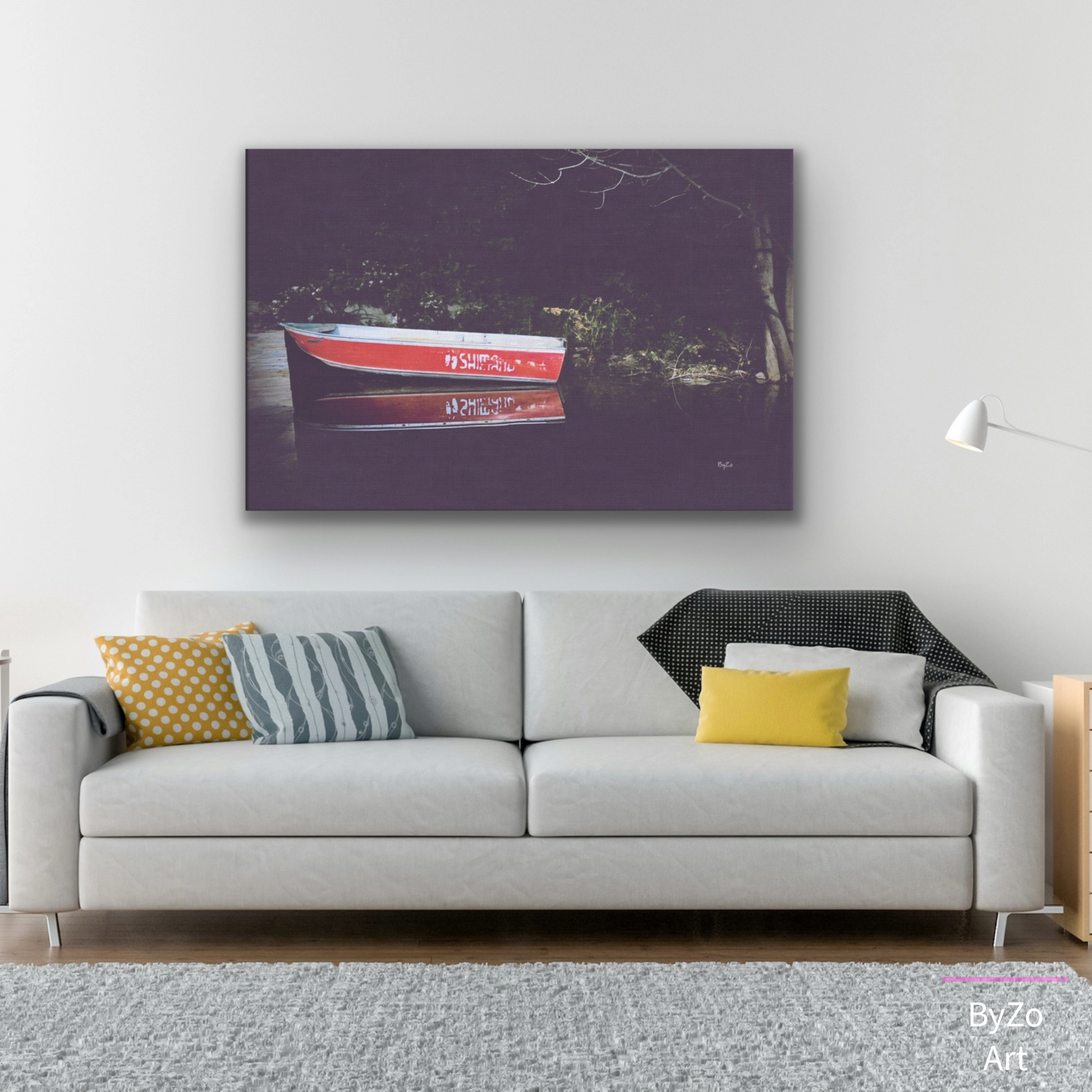 Boat Reflection at Lake Farlain - Gallery Wrapped Canvas ByZo Art Photography teelaunch By:Zo