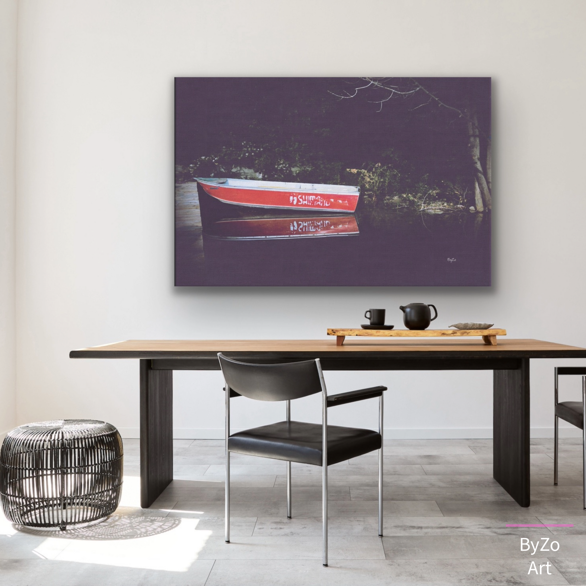 Boat Reflection at Lake Farlain - Gallery Wrapped Canvas ByZo Art Photography teelaunch By:Zo