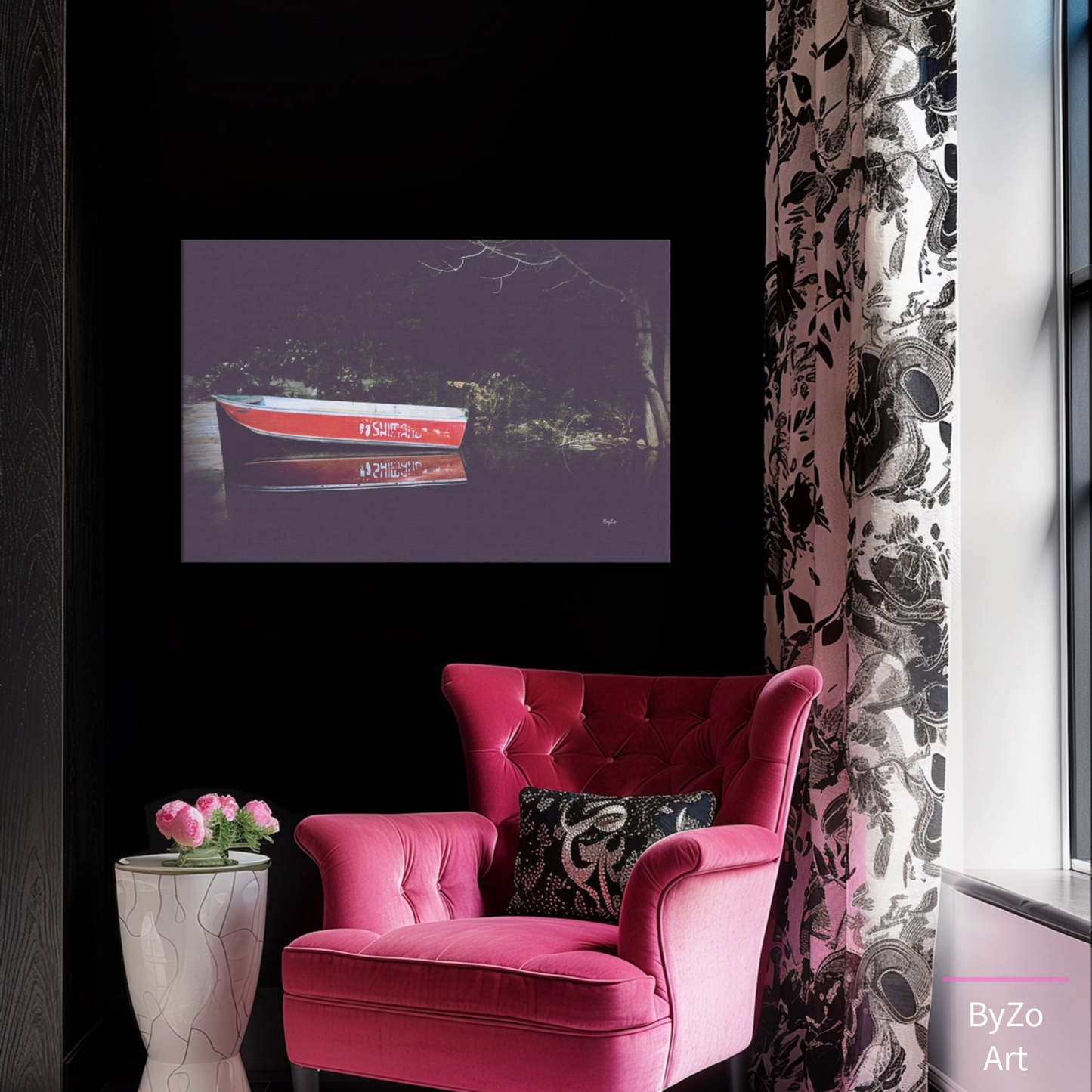 Boat Reflection at Lake Farlain - Gallery Wrapped Canvas ByZo Art Photography teelaunch By:Zo