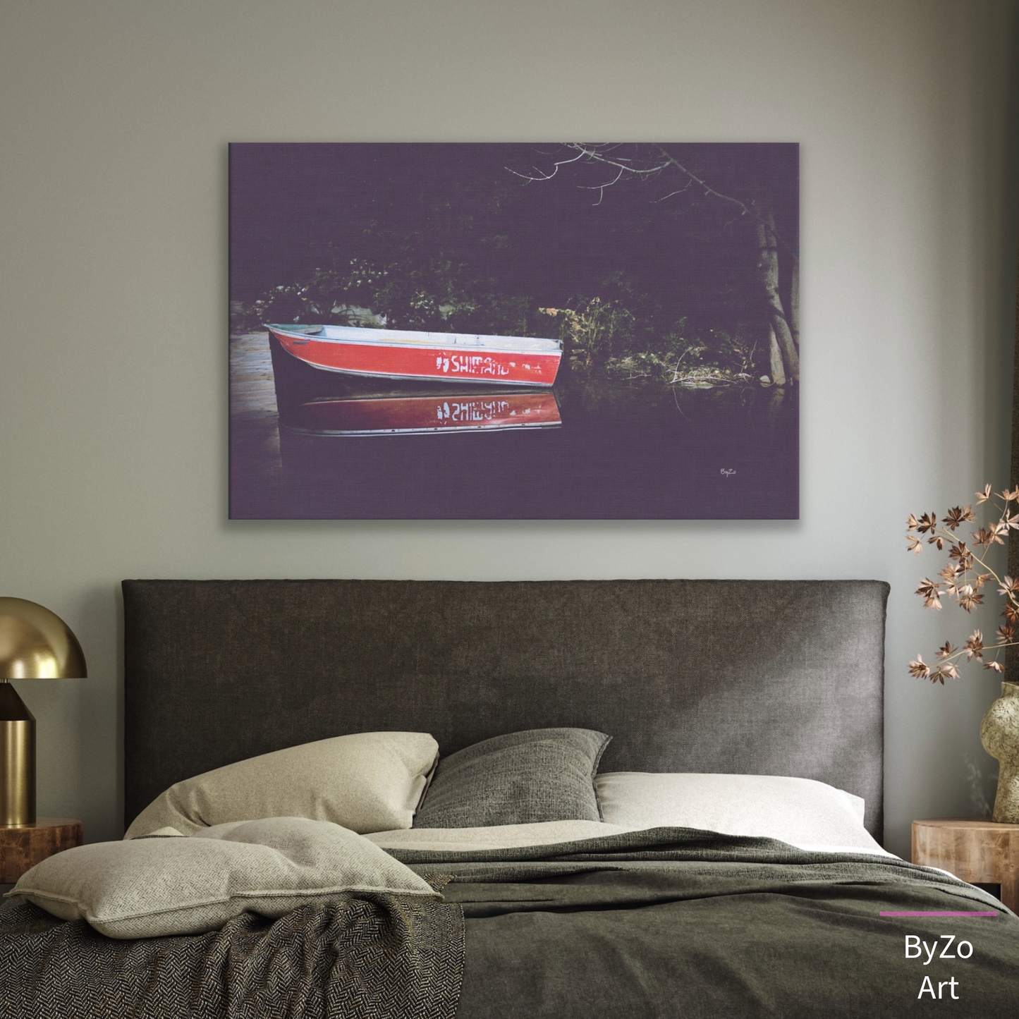 Boat Reflection at Lake Farlain - Gallery Wrapped Canvas ByZo Art Photography teelaunch By:Zo