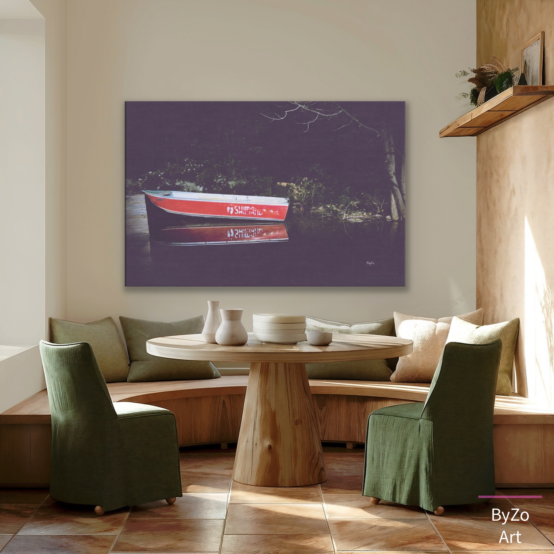 Boat Reflection at Lake Farlain - Gallery Wrapped Canvas ByZo Art Photography teelaunch By:Zo