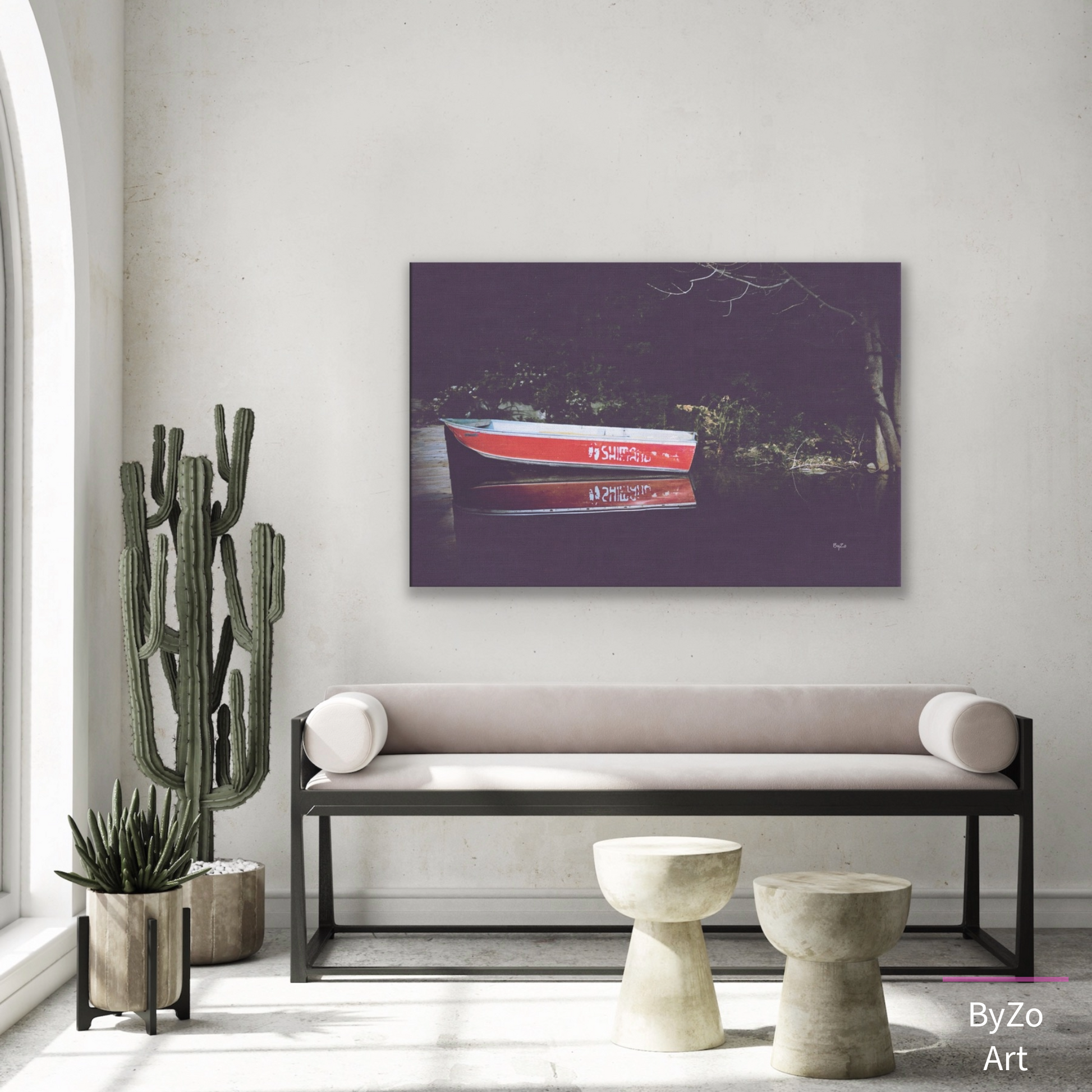Boat Reflection at Lake Farlain - Gallery Wrapped Canvas ByZo Art Photography teelaunch By:Zo