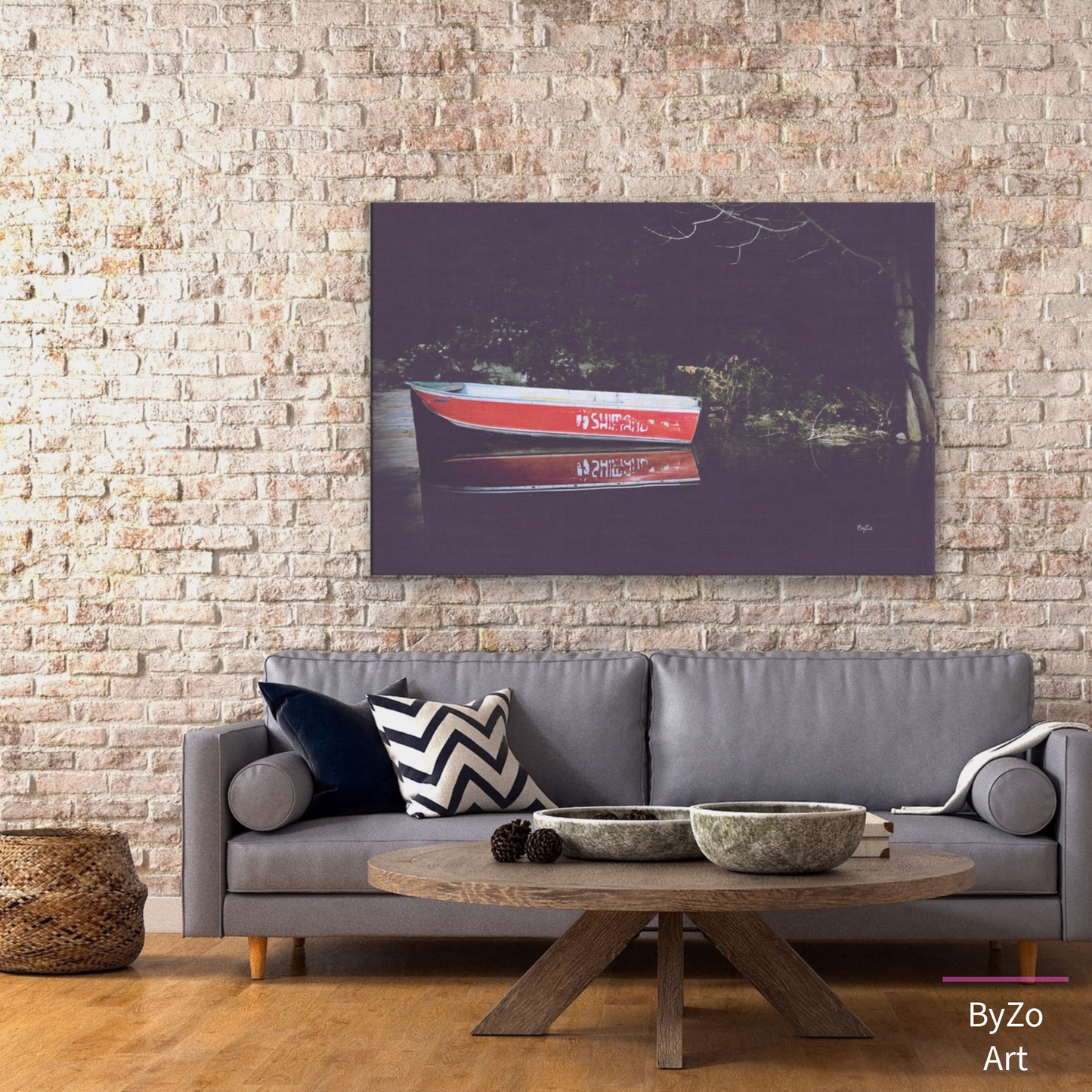 Boat Reflection at Lake Farlain - Gallery Wrapped Canvas ByZo Art Photography teelaunch By:Zo