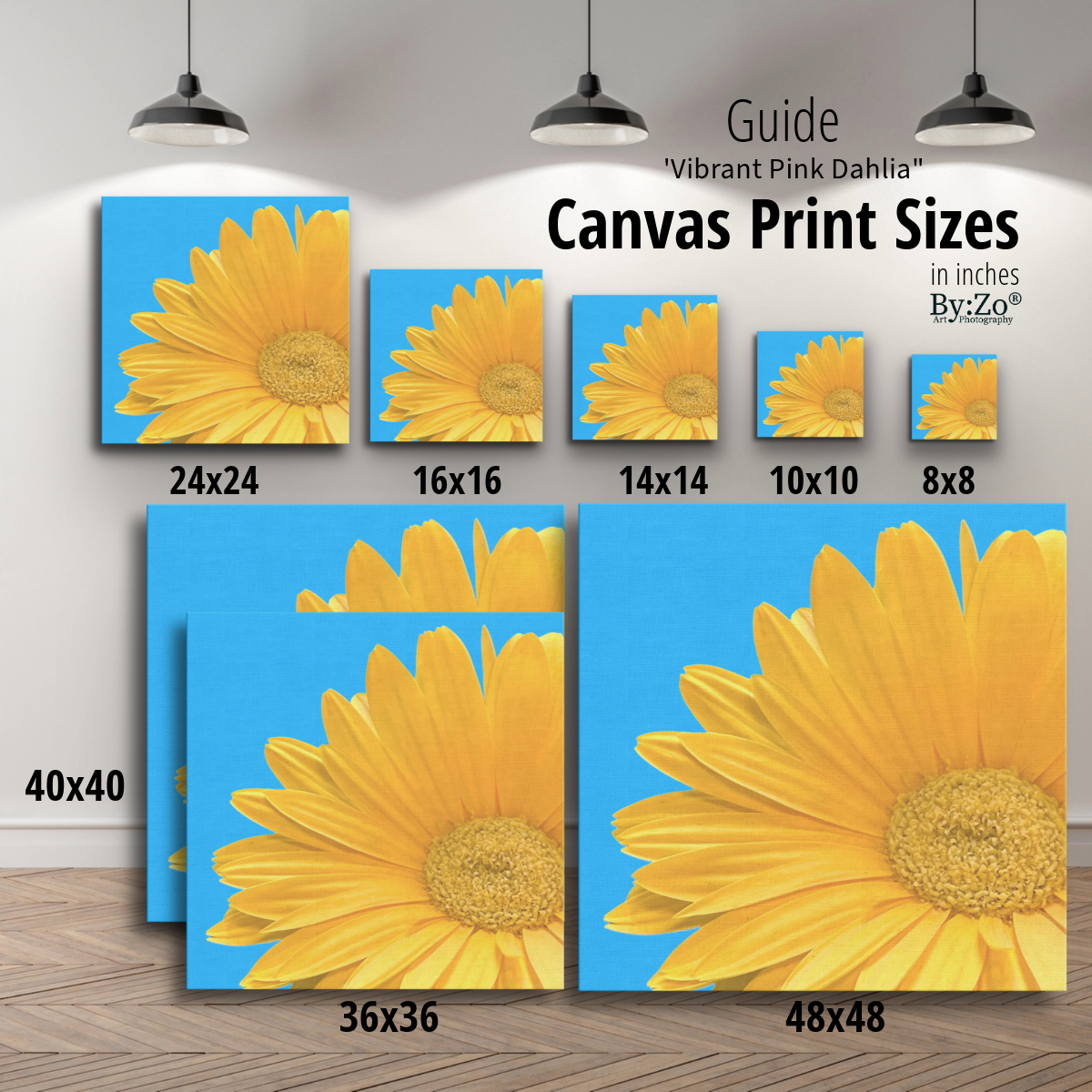 Vibrant Daisy on Blue - Wrapped Canvas by ByZo Art Photography teelaunch