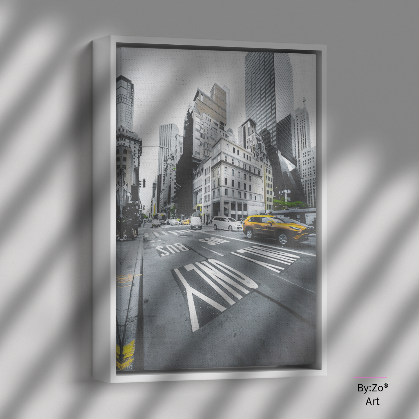 Floater Framed Canvas/New York City Bus Lane Only teelaunch By:Zo®