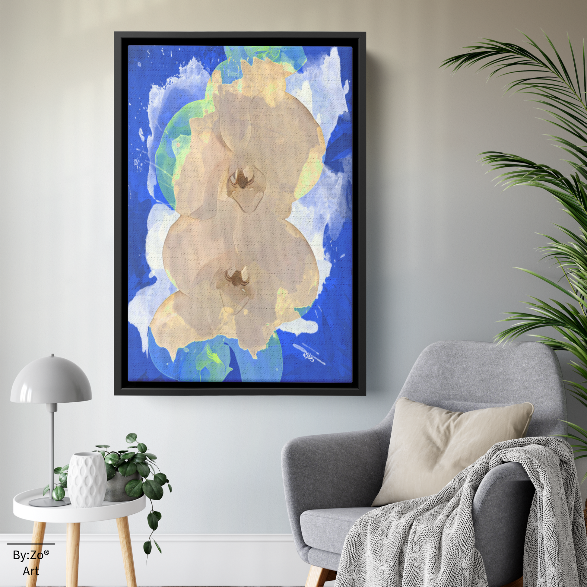 Rectangle Framed Canvas - Orchid Color Splashed Art Photography teelaunch