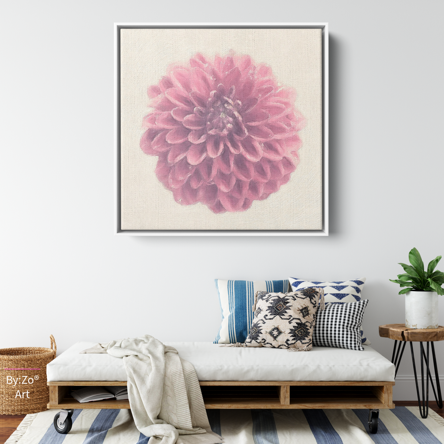 Floater Framed Canvas, Square - Japanese Dahlia Original Art Photography teelaunch