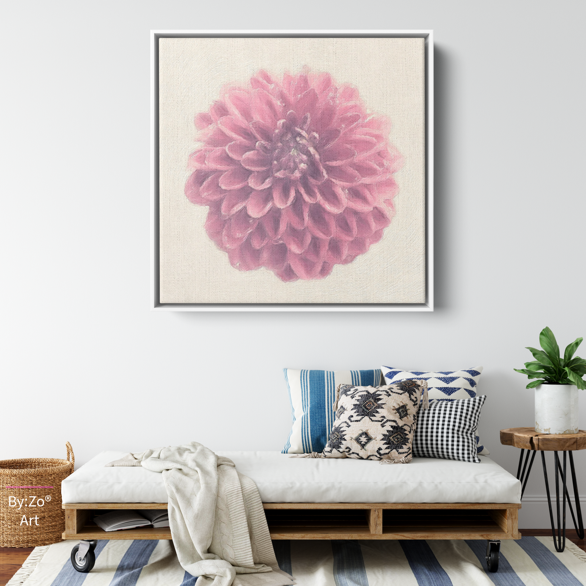 Floater Framed Canvas, Square - Japanese Dahlia Original Art Photography teelaunch