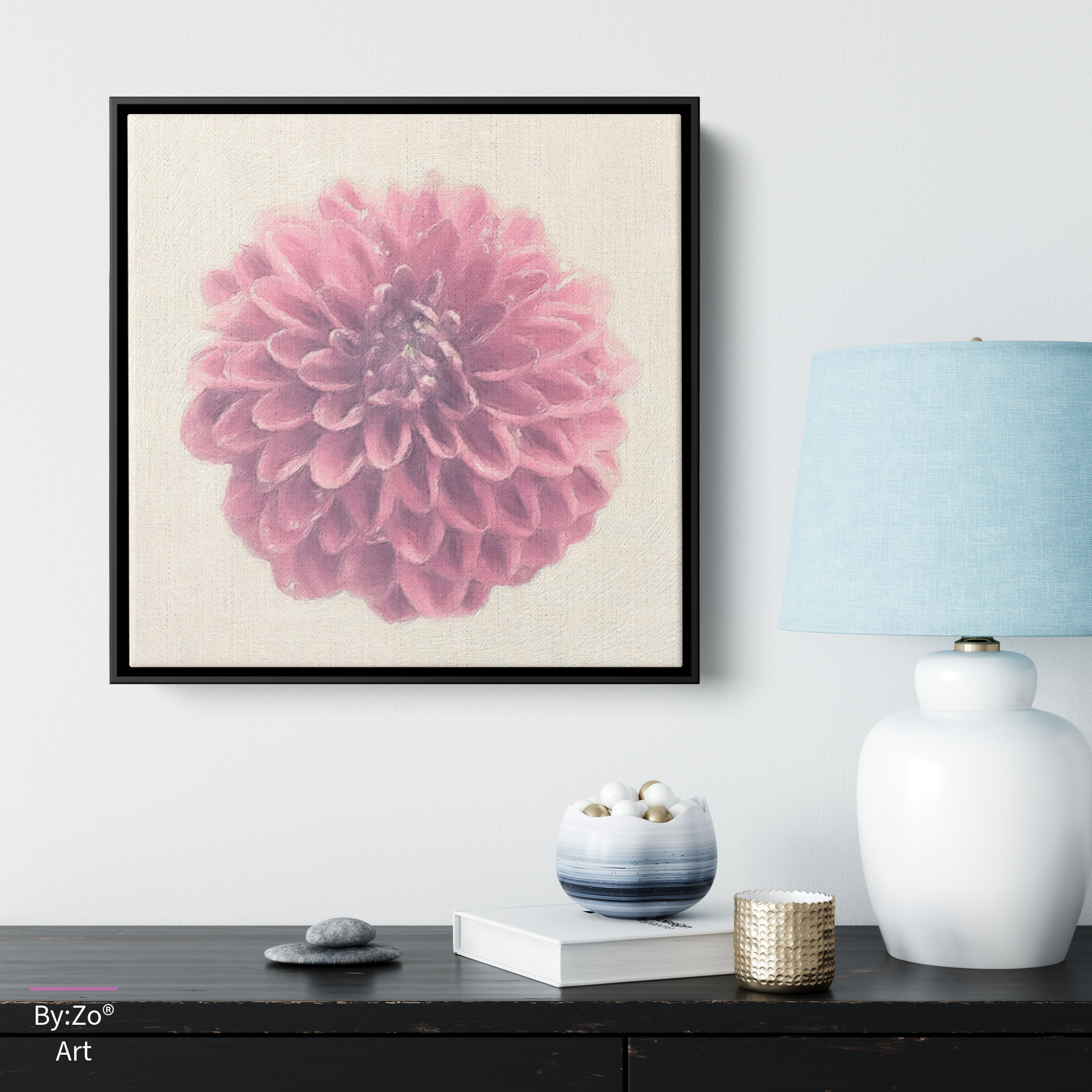 Floater Framed Canvas, Square - Japanese Dahlia Original Art Photography teelaunch