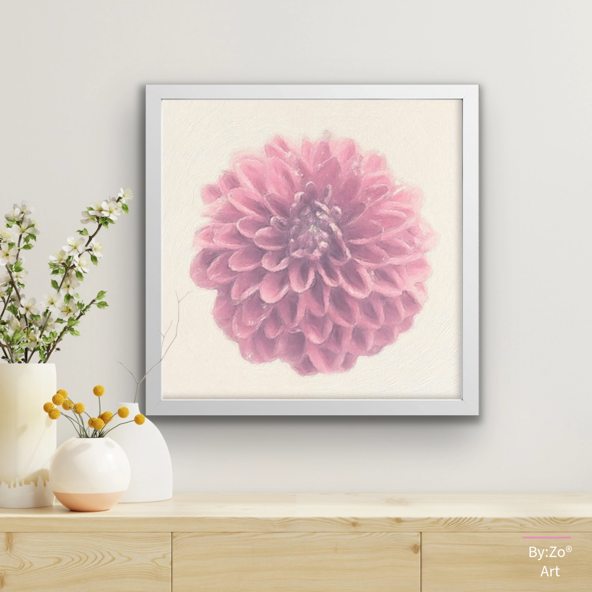 Framed Archival Semi Gloss Paper / Japanese Dahlia Original Art Photography teelaunch