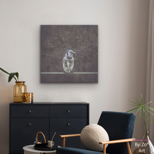 Wrapped Canvas "A Blue Jay's Visit" Original Fine Art Photography teelaunch