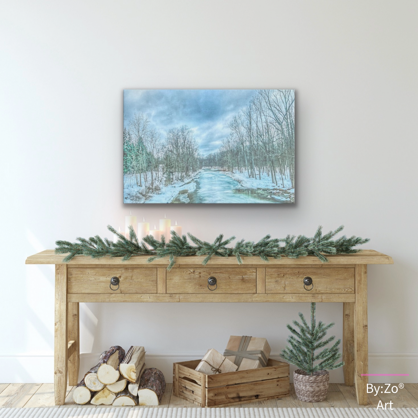 Wrapped Canvas, "Frozen Winter River" Original Fine Art Photography teelaunch