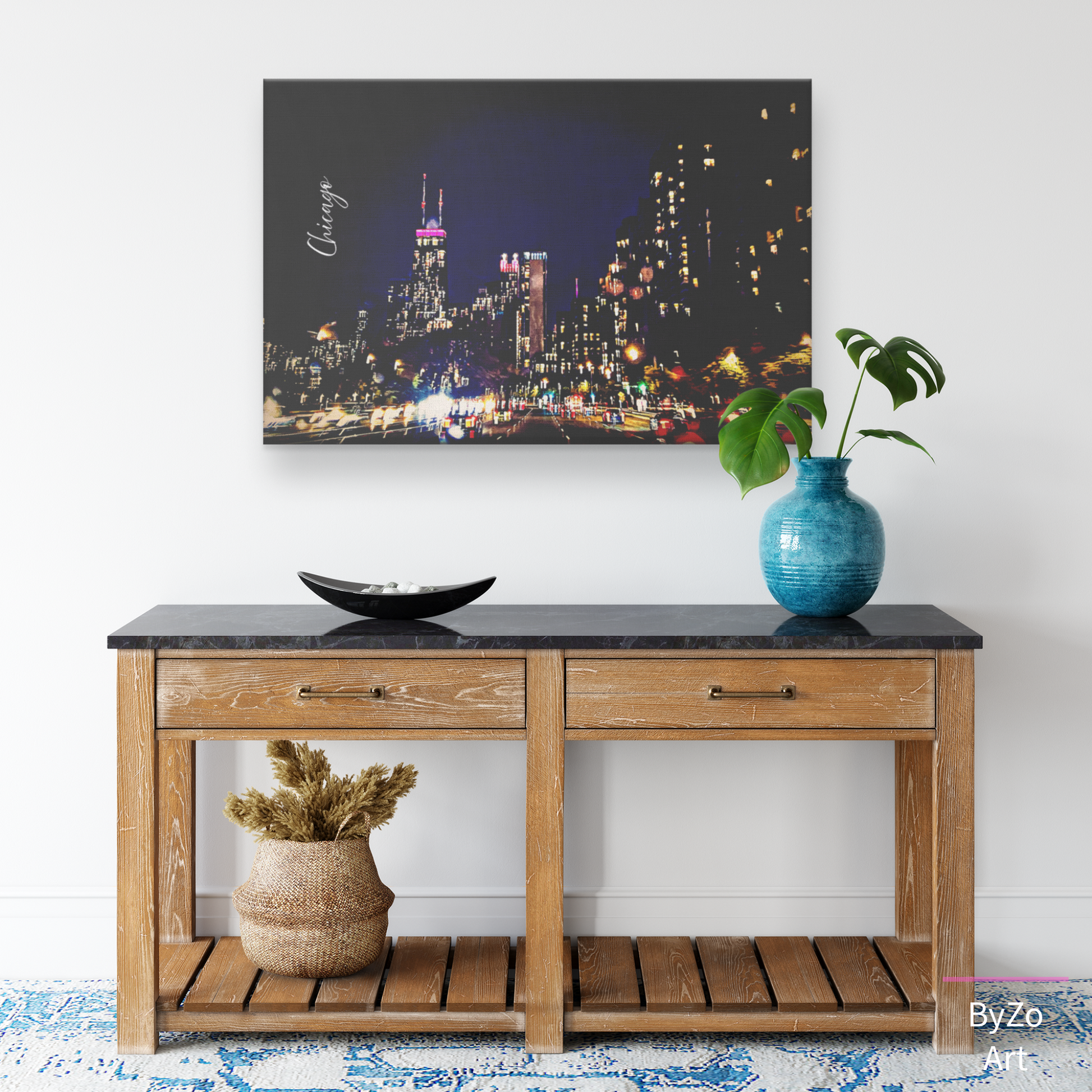 Wrapped Canvas "Chicago at Night" Original Art Photography teelaunch