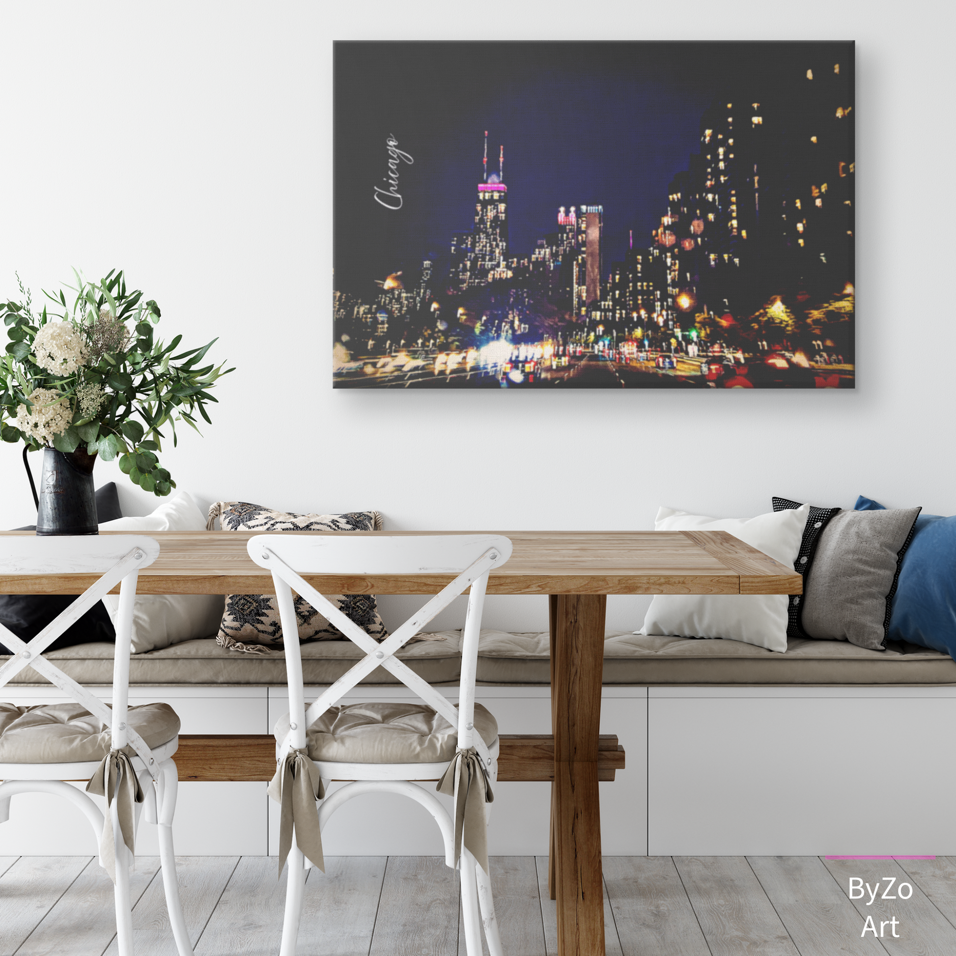 Wrapped Canvas "Chicago at Night" Original Art Photography teelaunch