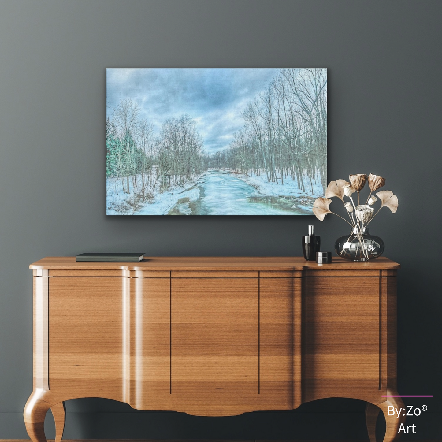 Wrapped Canvas, "Frozen Winter River" Original Fine Art Photography teelaunch