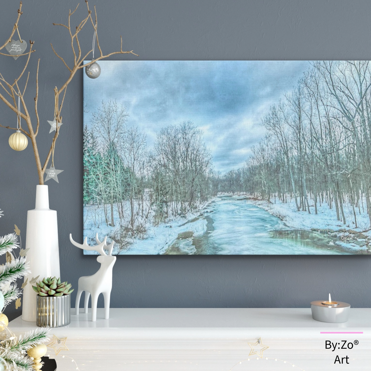 Wrapped Canvas, "Frozen Winter River" Original Fine Art Photography teelaunch