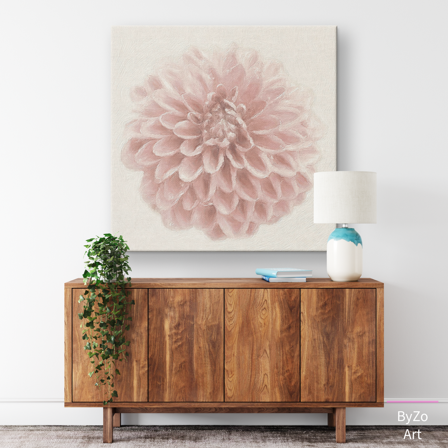 Whisper Pink Dahlia Wrapped Canvas Art Photography teelaunch