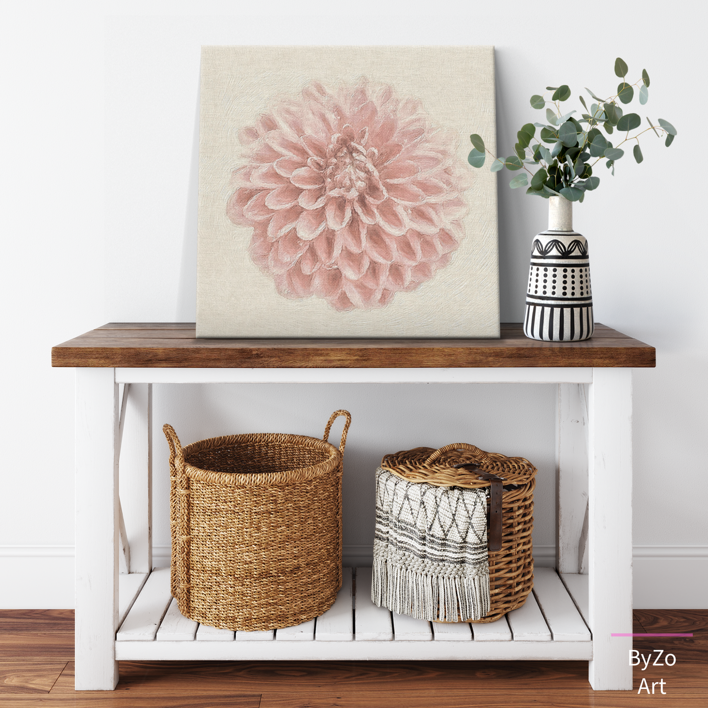 Wrapped Canvas "Pastel Pink Dahlia Flower " Original Photography teelaunch By:Zo