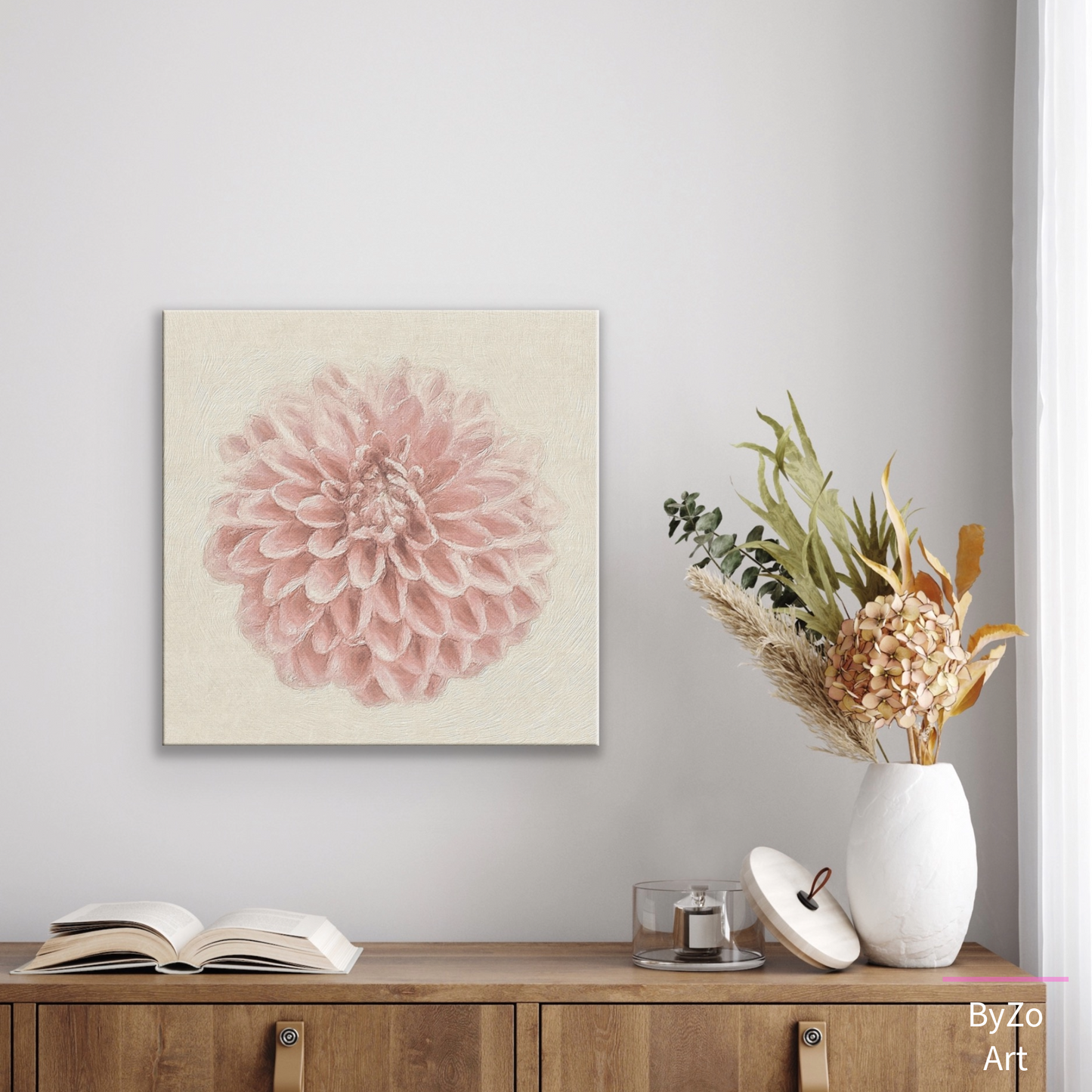 Wrapped Canvas "Pastel Pink Dahlia Flower " Original Photography teelaunch By:Zo