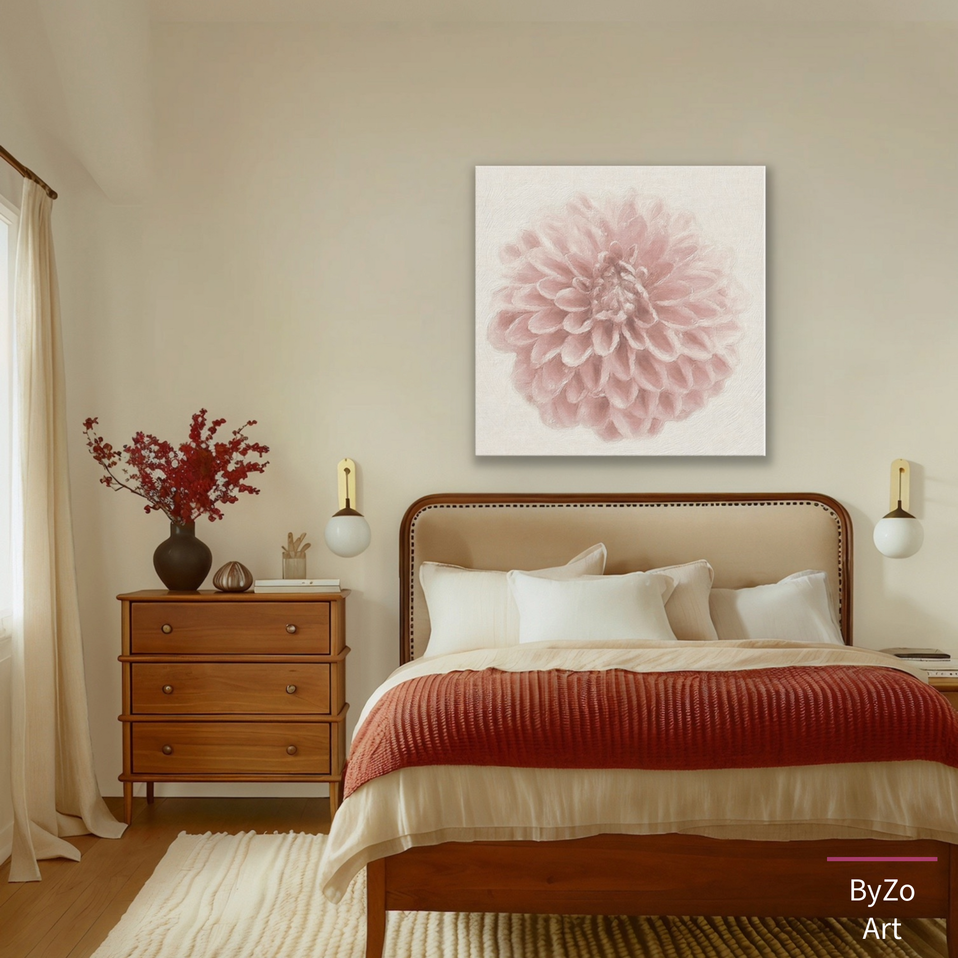 Whisper Pink Dahlia Wrapped Canvas Art Photography teelaunch