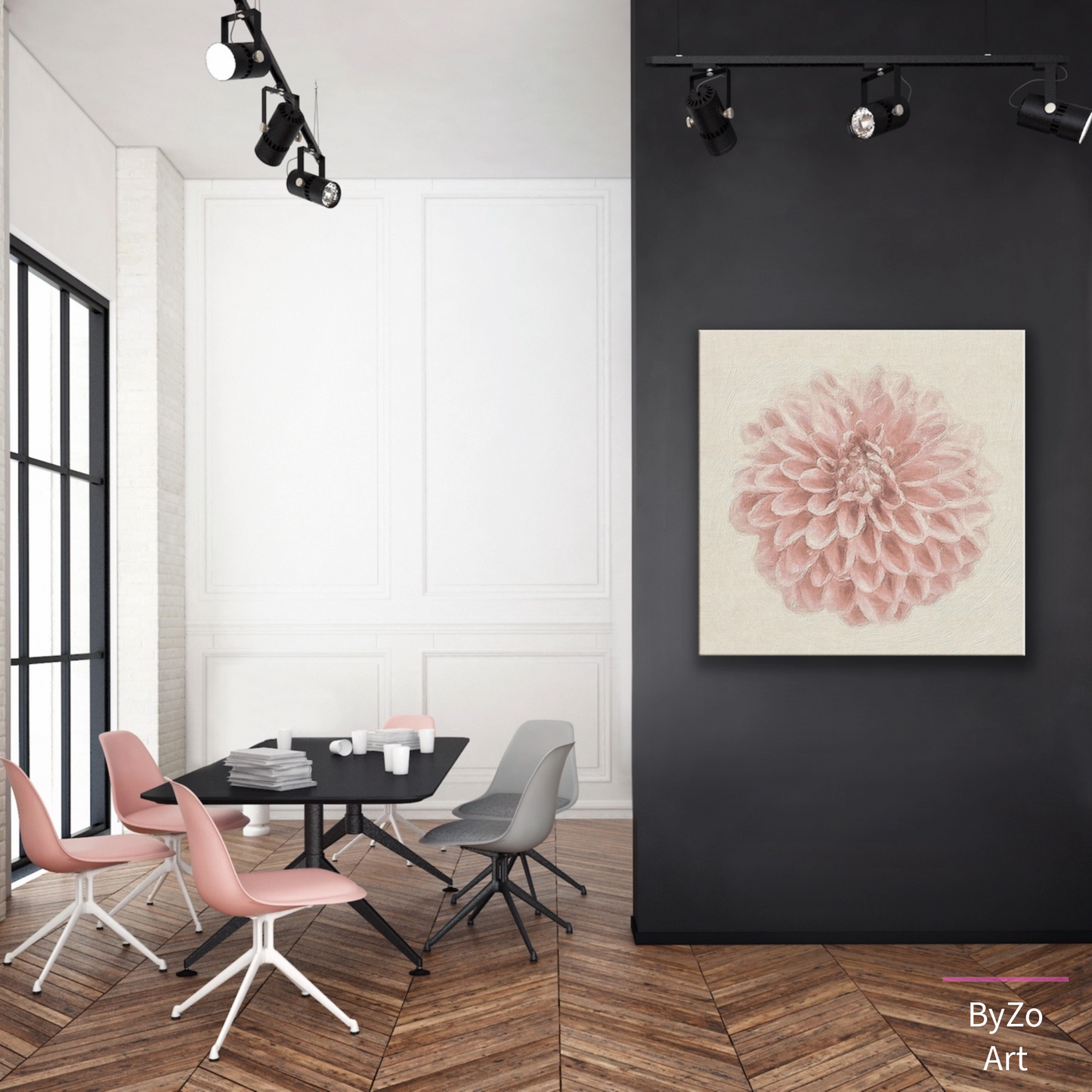 Wrapped Canvas "Pastel Pink Dahlia Flower " Original Photography teelaunch By:Zo