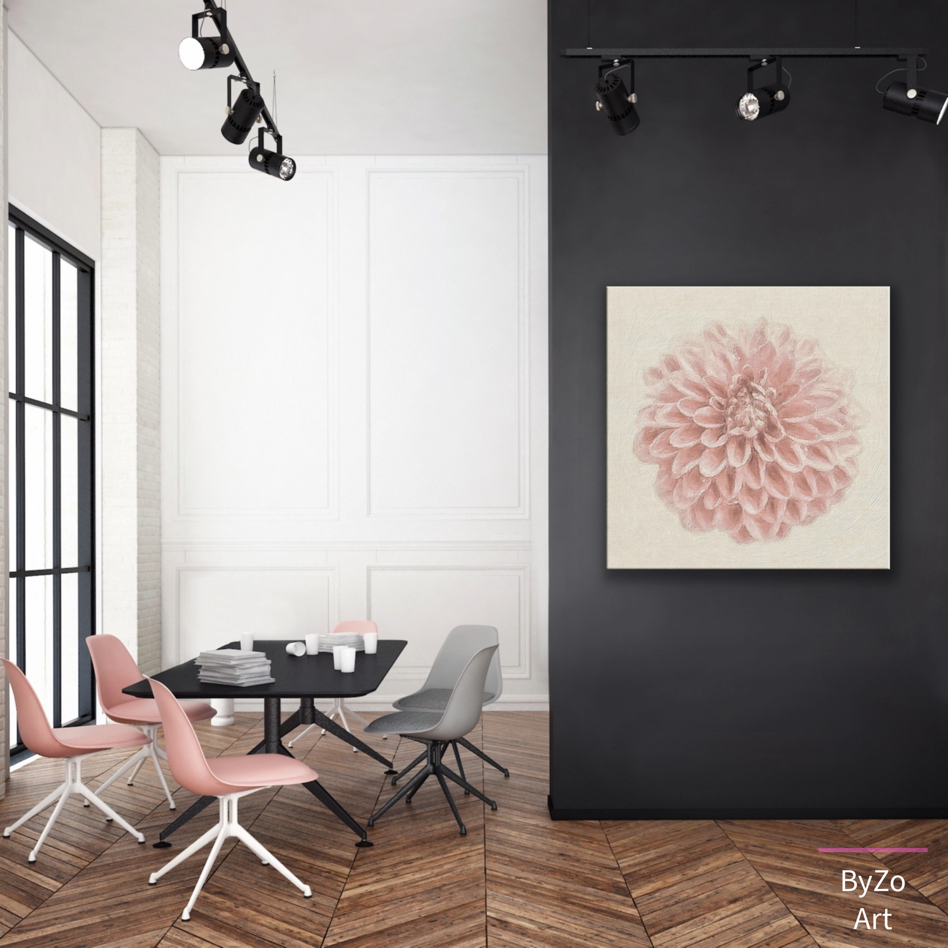 Wrapped Canvas "Pastel Pink Dahlia Flower " Original Photography teelaunch By:Zo