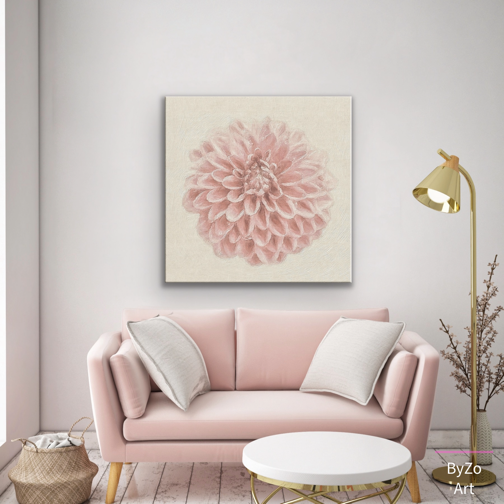 Wrapped Canvas "Pastel Pink Dahlia Flower " Original Photography teelaunch By:Zo