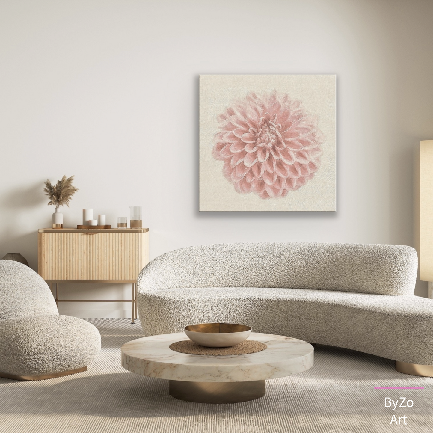 Wrapped Canvas "Pastel Pink Dahlia Flower " Original Photography teelaunch By:Zo