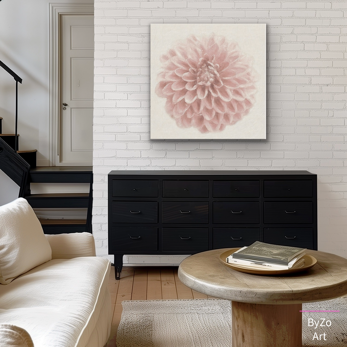 Whisper Pink Dahlia Wrapped Canvas Art Photography teelaunch