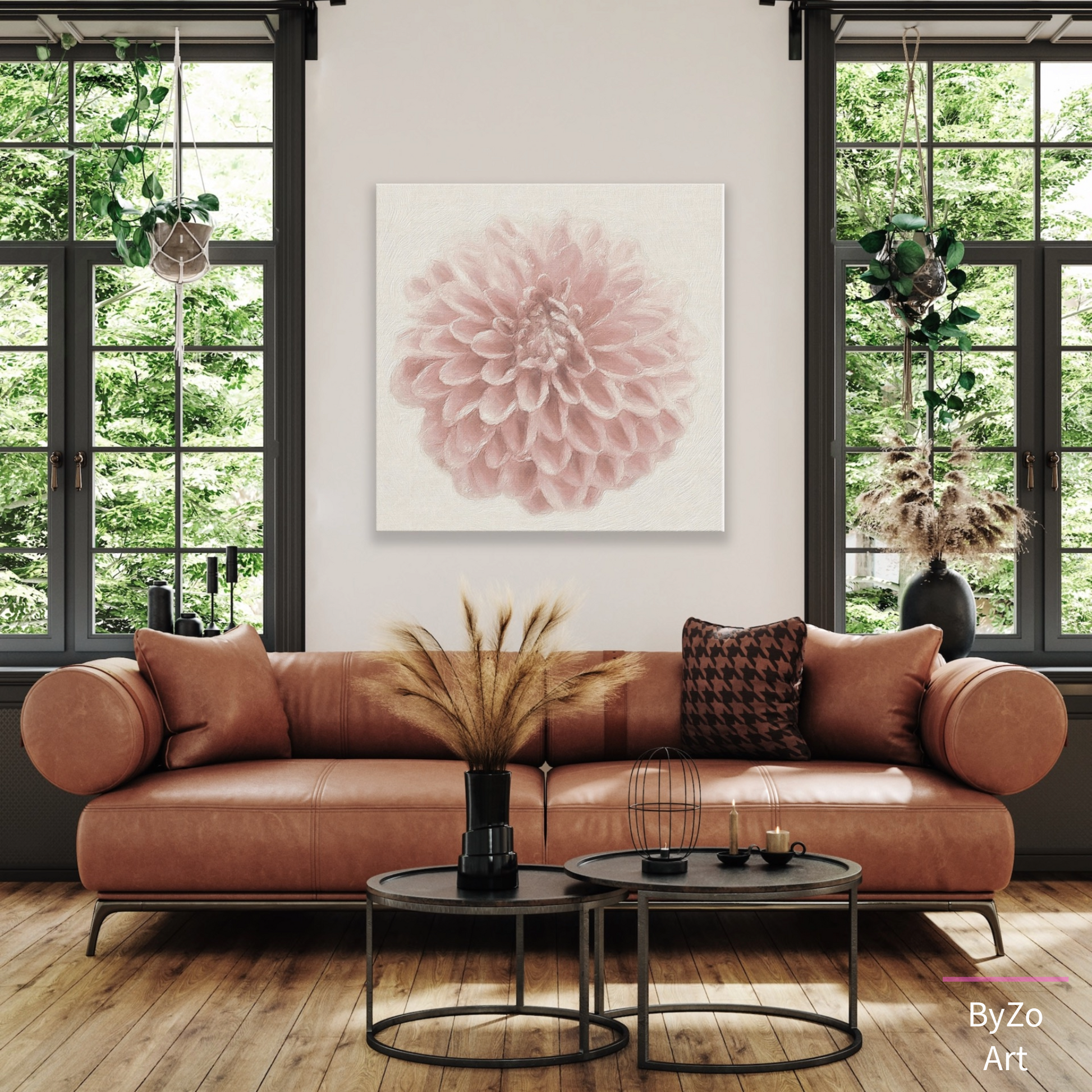 Whisper Pink Dahlia Wrapped Canvas Art Photography teelaunch