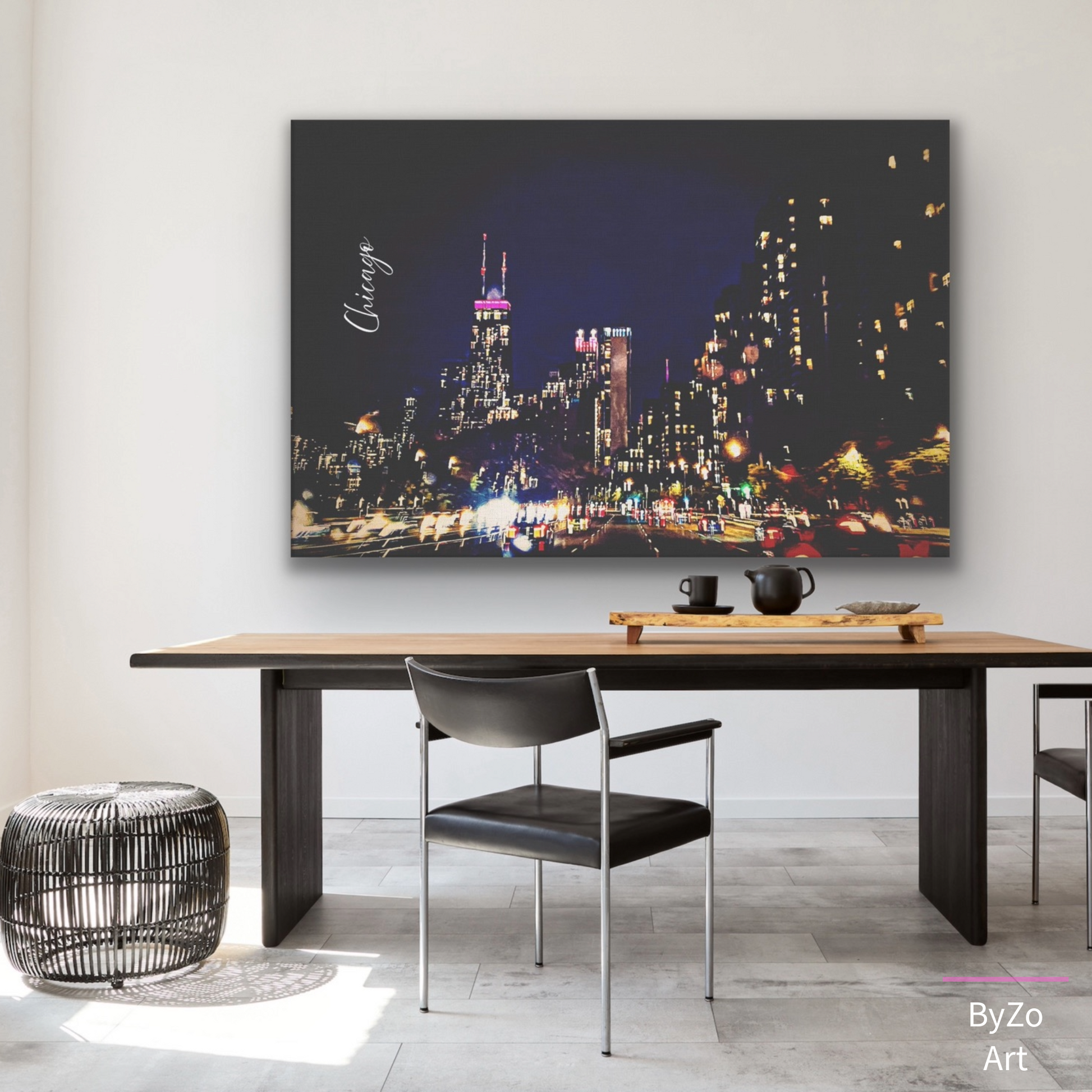 Wrapped Canvas "Chicago at Night" Original Art Photography teelaunch