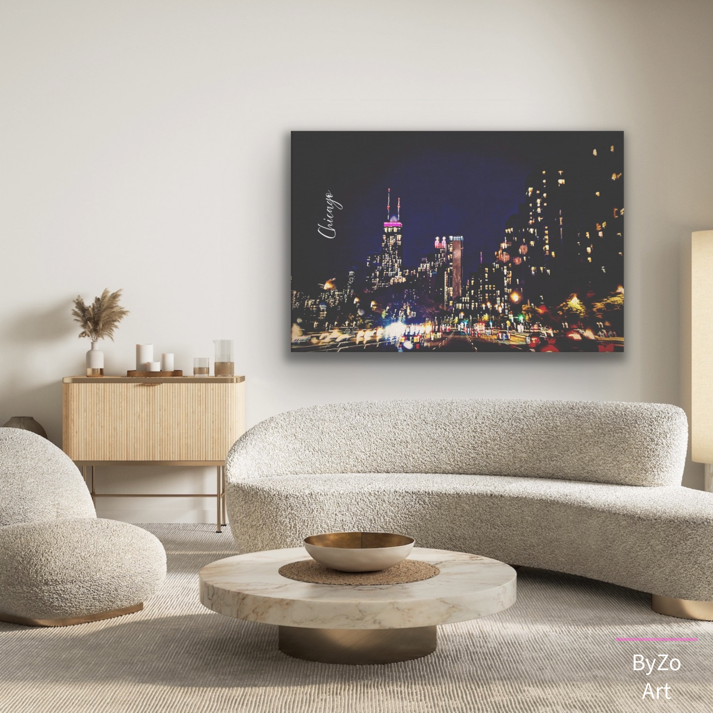Wrapped Canvas "Chicago at Night" Original Art Photography teelaunch