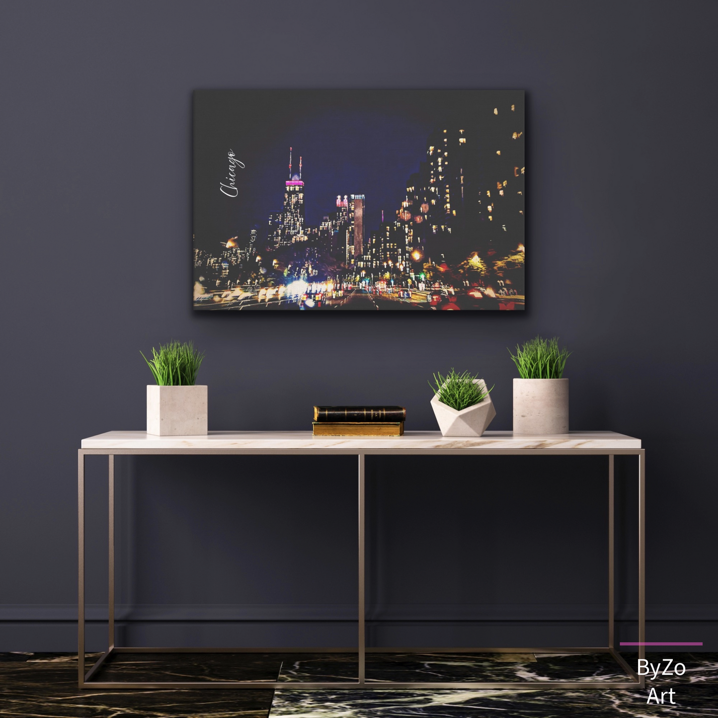 Wrapped Canvas "Chicago at Night" Original Art Photography teelaunch