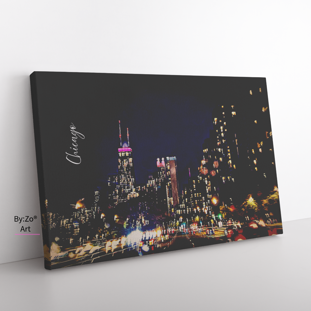 Wrapped Canvas "Chicago at Night" Original Art Photography teelaunch