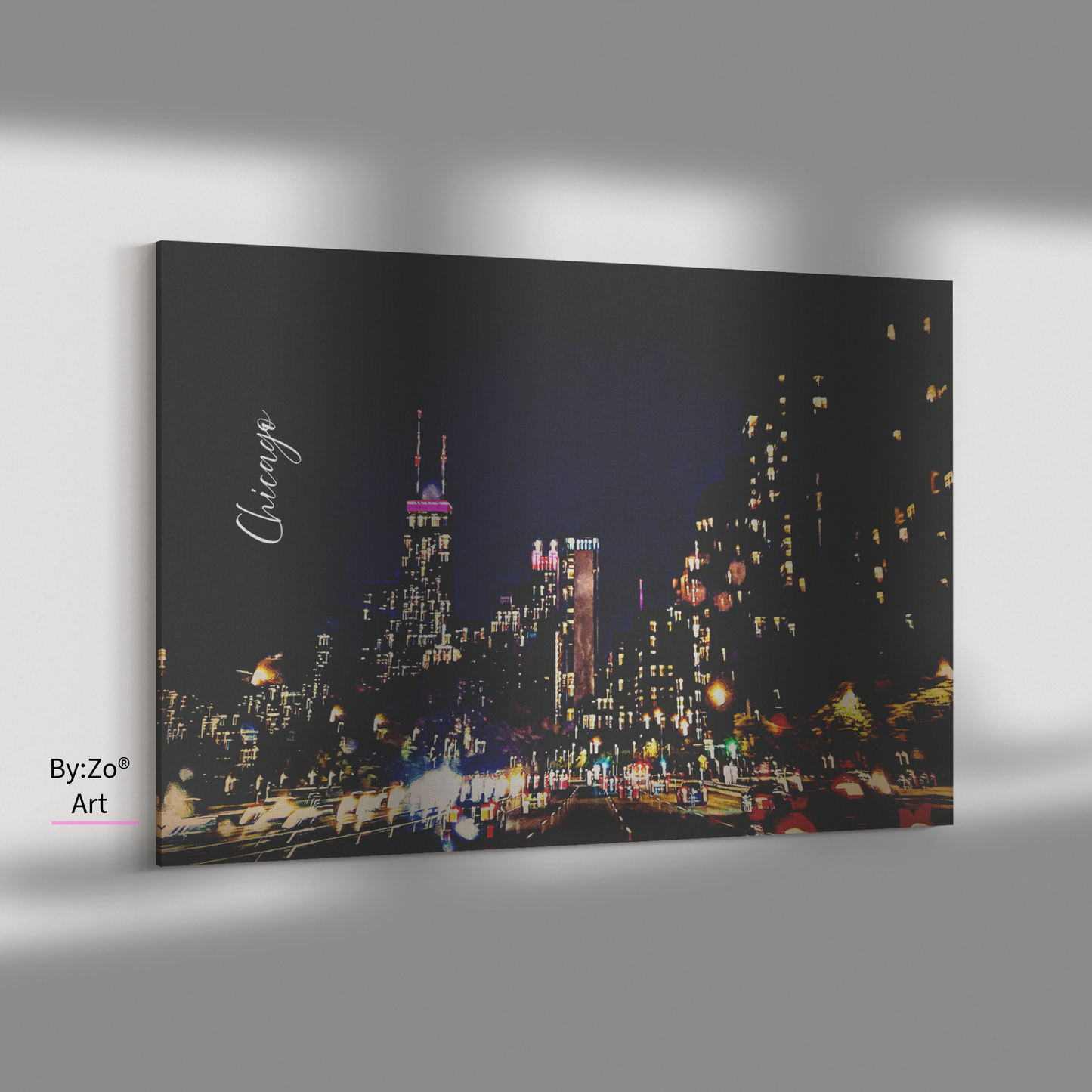 Wrapped Canvas "Chicago at Night" Original Art Photography teelaunch