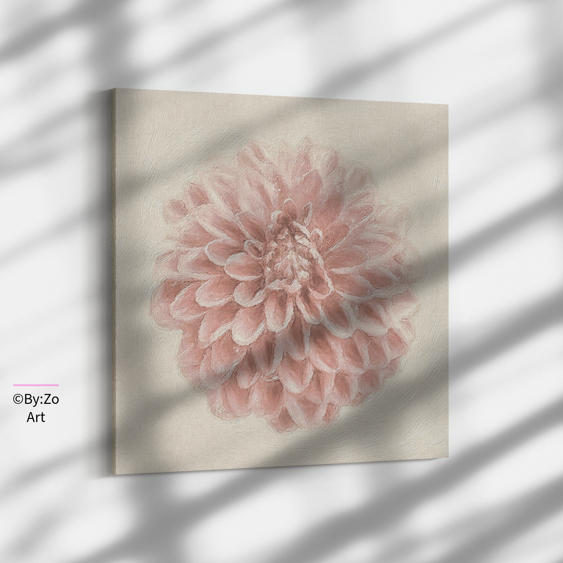 Wrapped Canvas "Pastel Pink Dahlia Flower " Original Photography teelaunch By:Zo